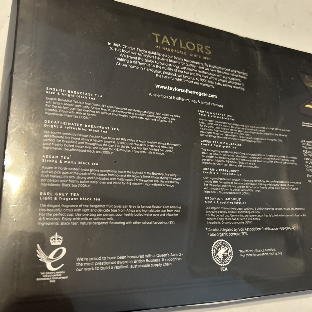 Taylors of Harrogate Assorted Specialty Teas Box 48 count 08/26 Tea Sample Pack - Picture 5 of 5